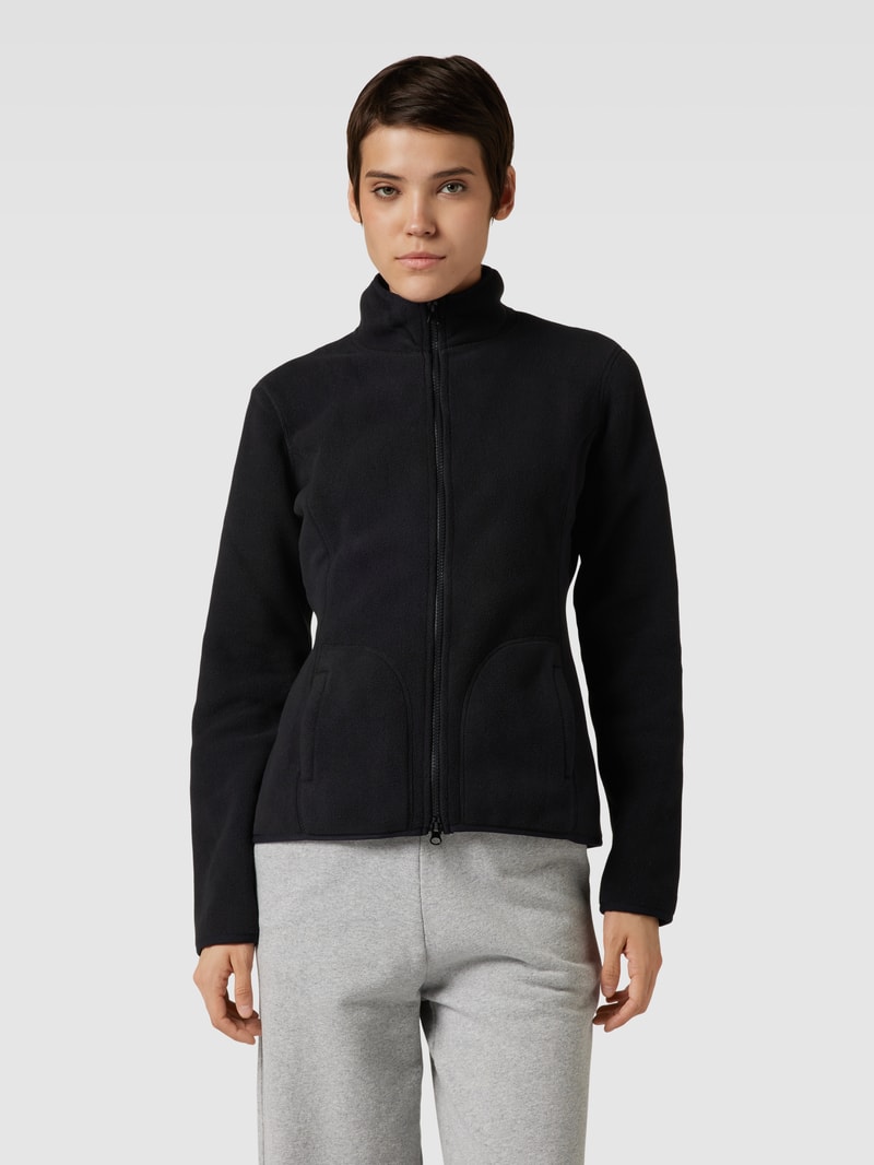 Fleecejacke mit Zweiwege-Reißverschluss in schwarz