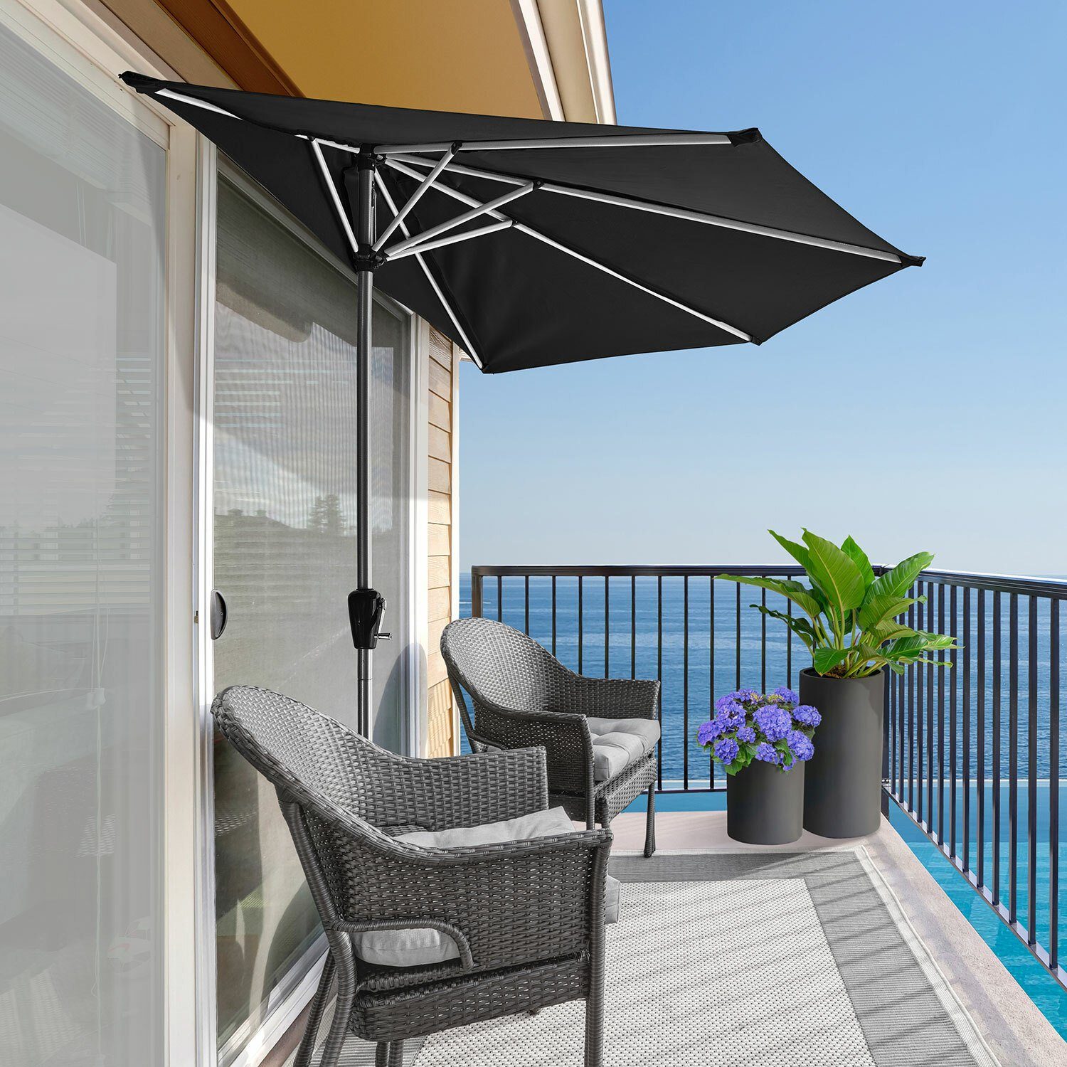 Amare home Sonnenschirm Sonnenschutz Luxus Sonnenschirm halbrund