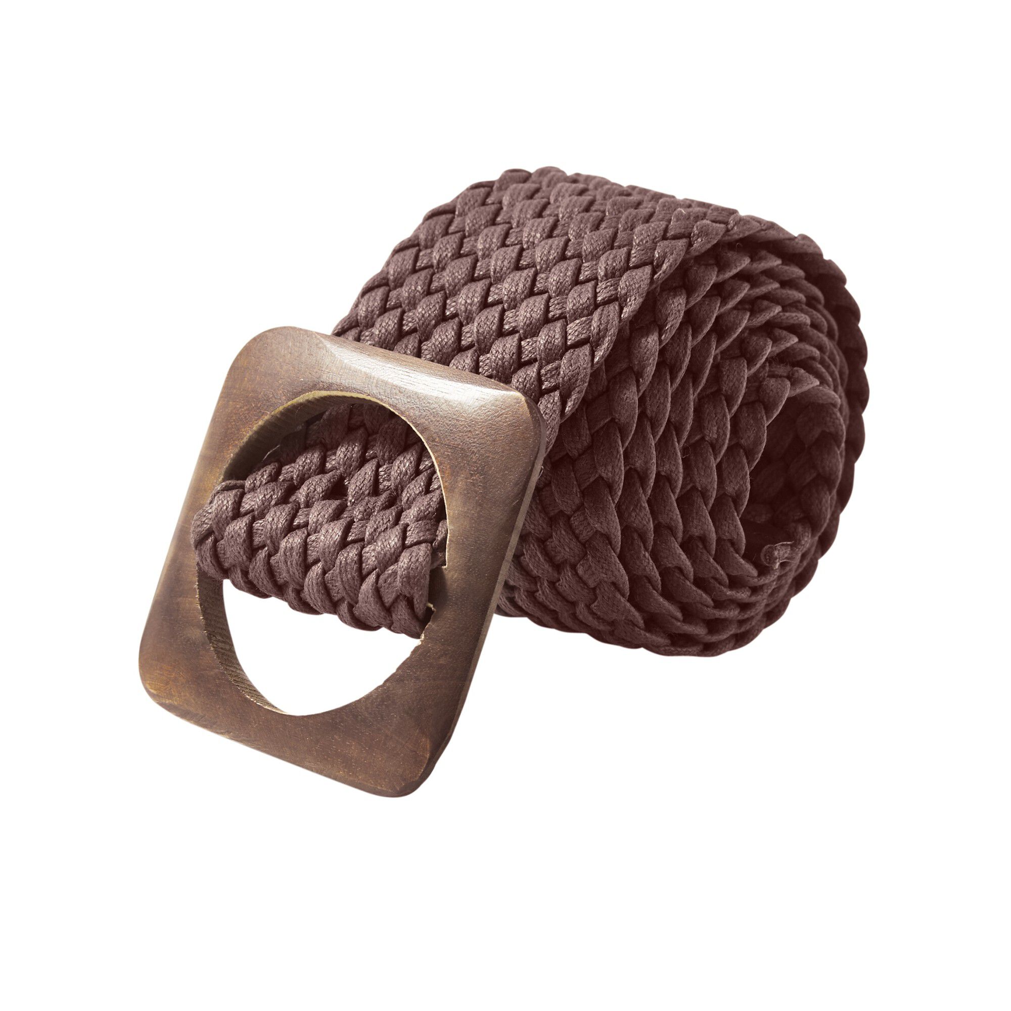 Ceinture tissé boucle en bois
