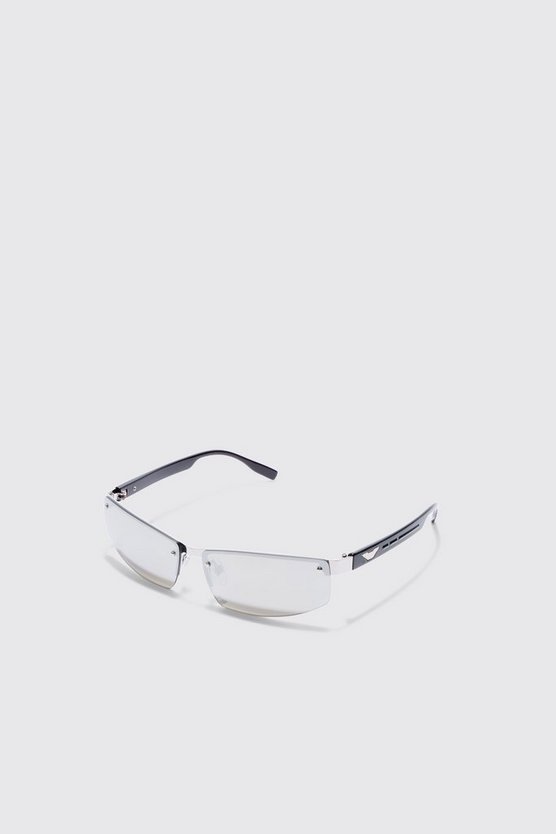 Schwarze rahmenlose eckige Sonnenbrille