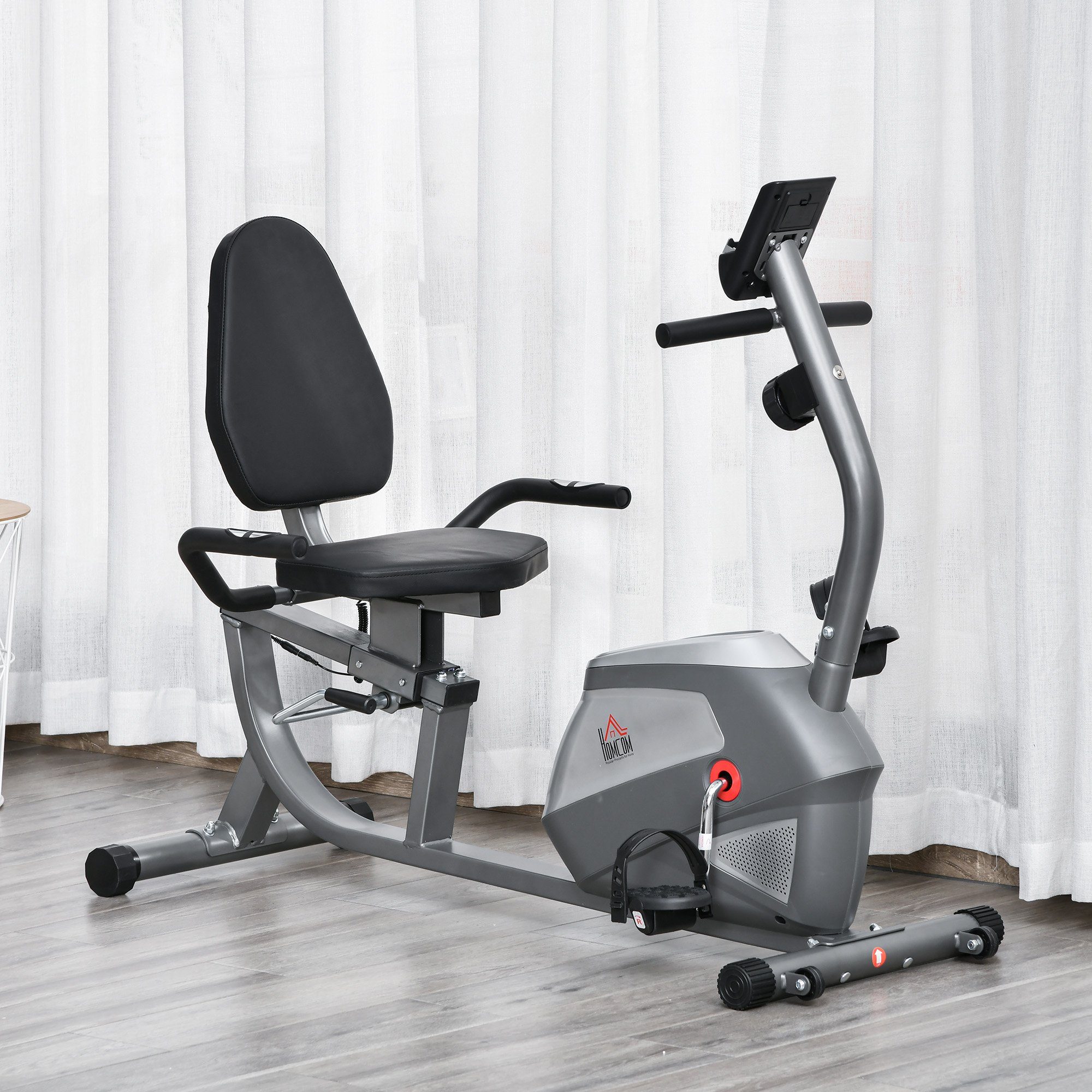 HOMCOM Heimtrainer mit LCD-Anzeige 8 stufig einstellbarem Magnetwiderstand Metall ABS (1-tlg., Nutzergewicht bis 110 kg), 121.5-136L x 62.5B x 98 H cm