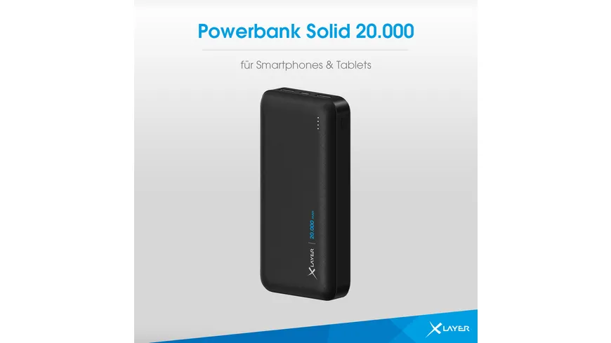 XLayer Powerbank Solid 20.000 mAh Black