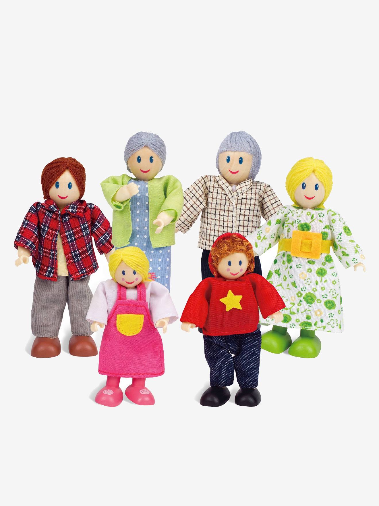 Famille de 6 poupées en bois HAPE multicolore