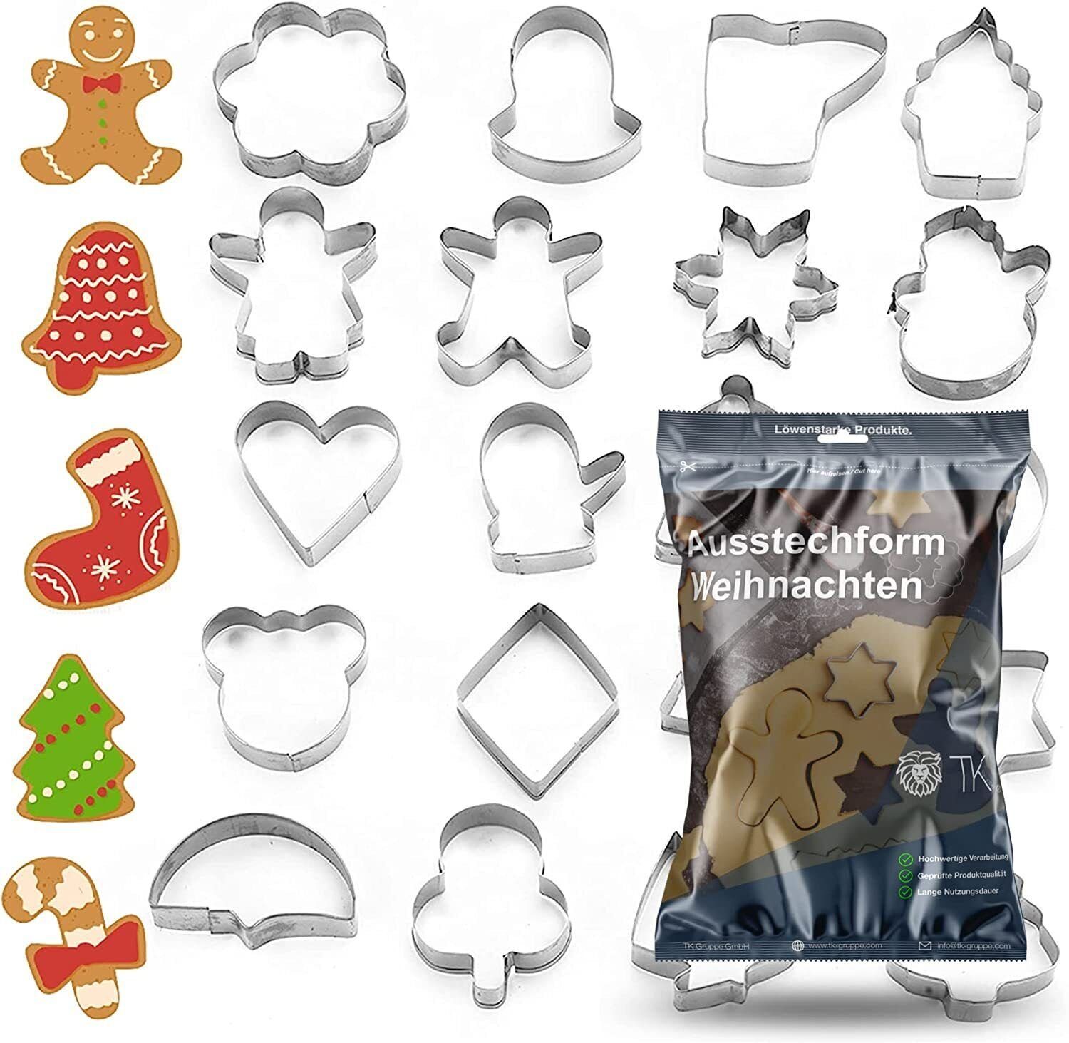 TK Gruppe Ausstechform 20er Ausstechform Set - für Backen Weihnachten & Xmas - Steckform, (20-St)