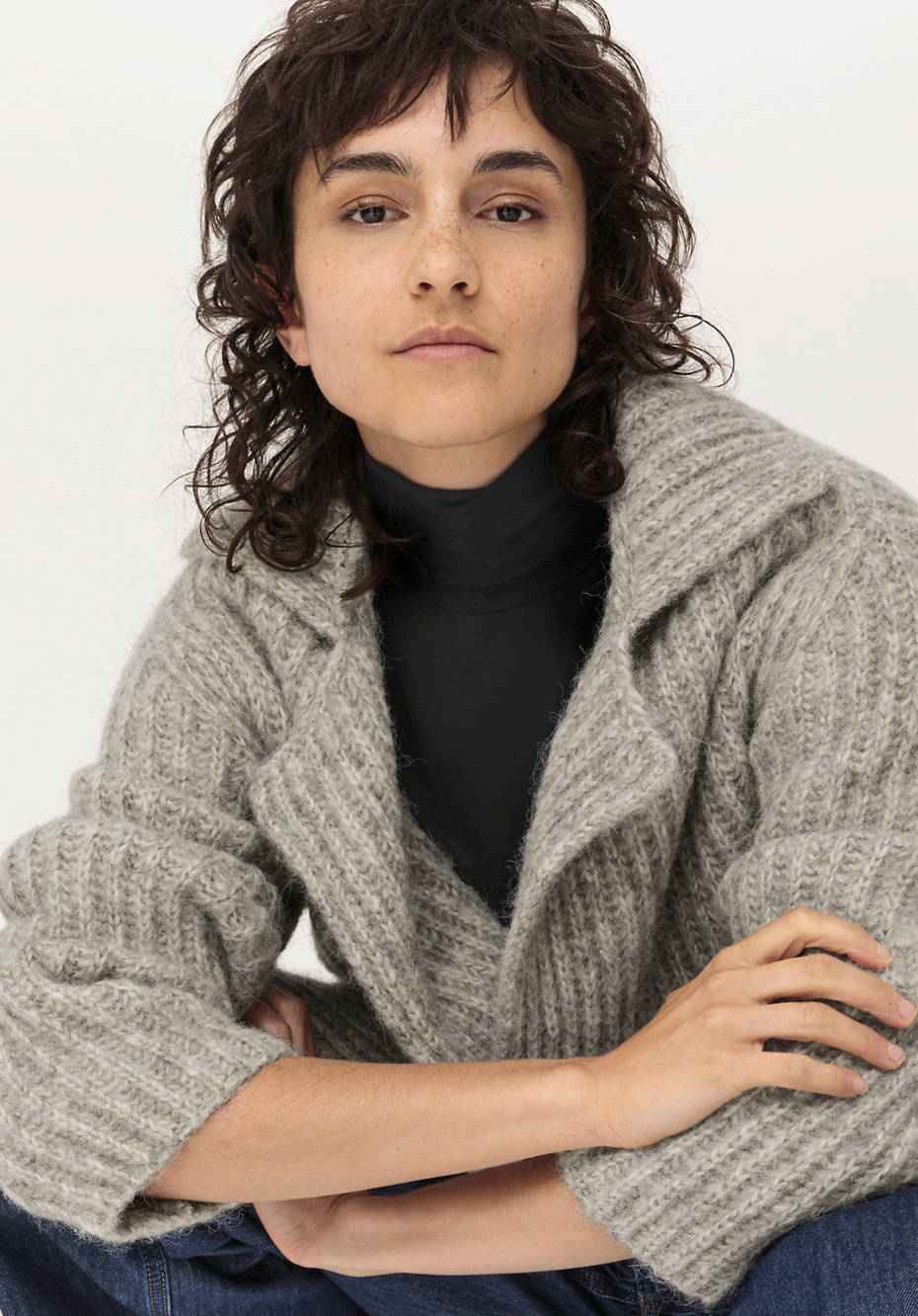 Strickjacke aus Alpaka mit Bio-Baumwolle