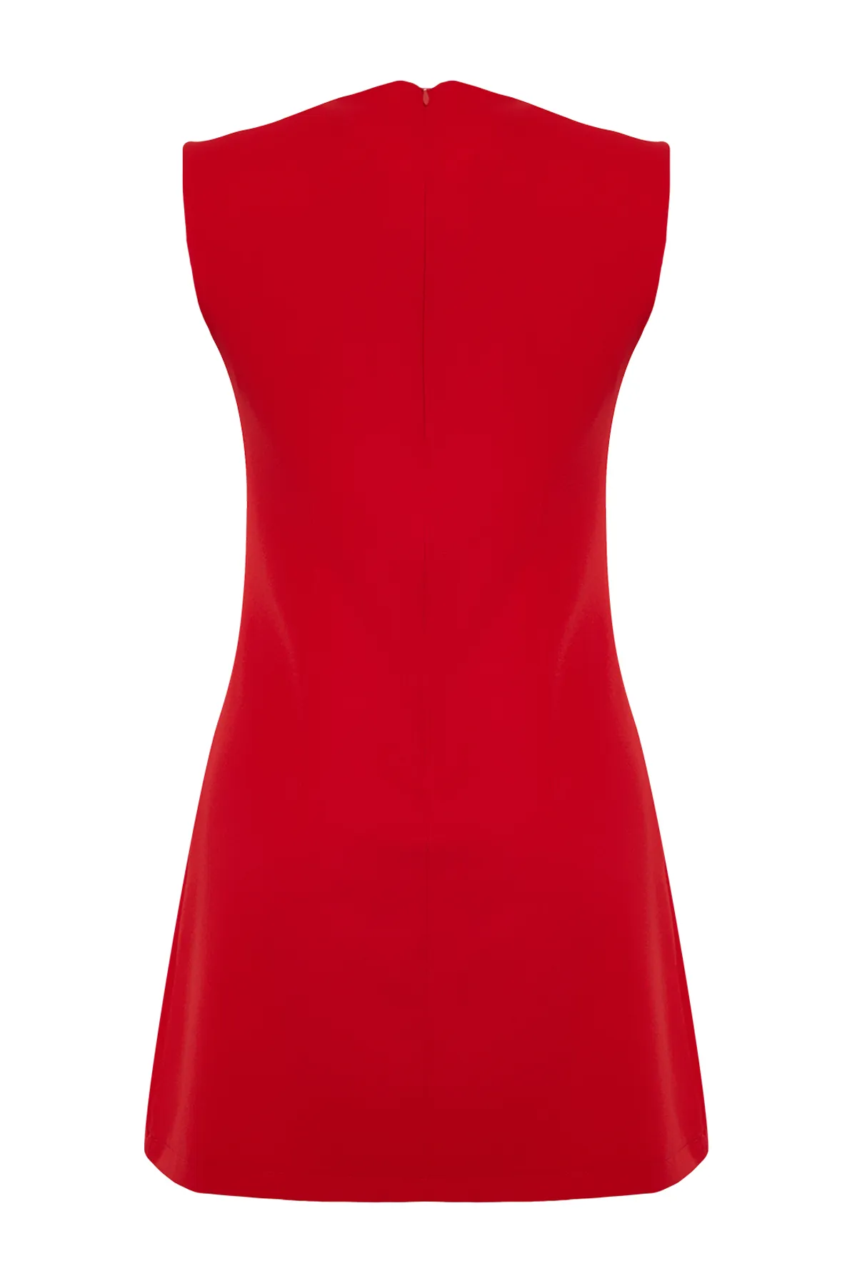 Trendyol Collection  Rotes gerade geschnittenes Mini-Gewebekleid mit Knopfdetail TWOSS24EL00704