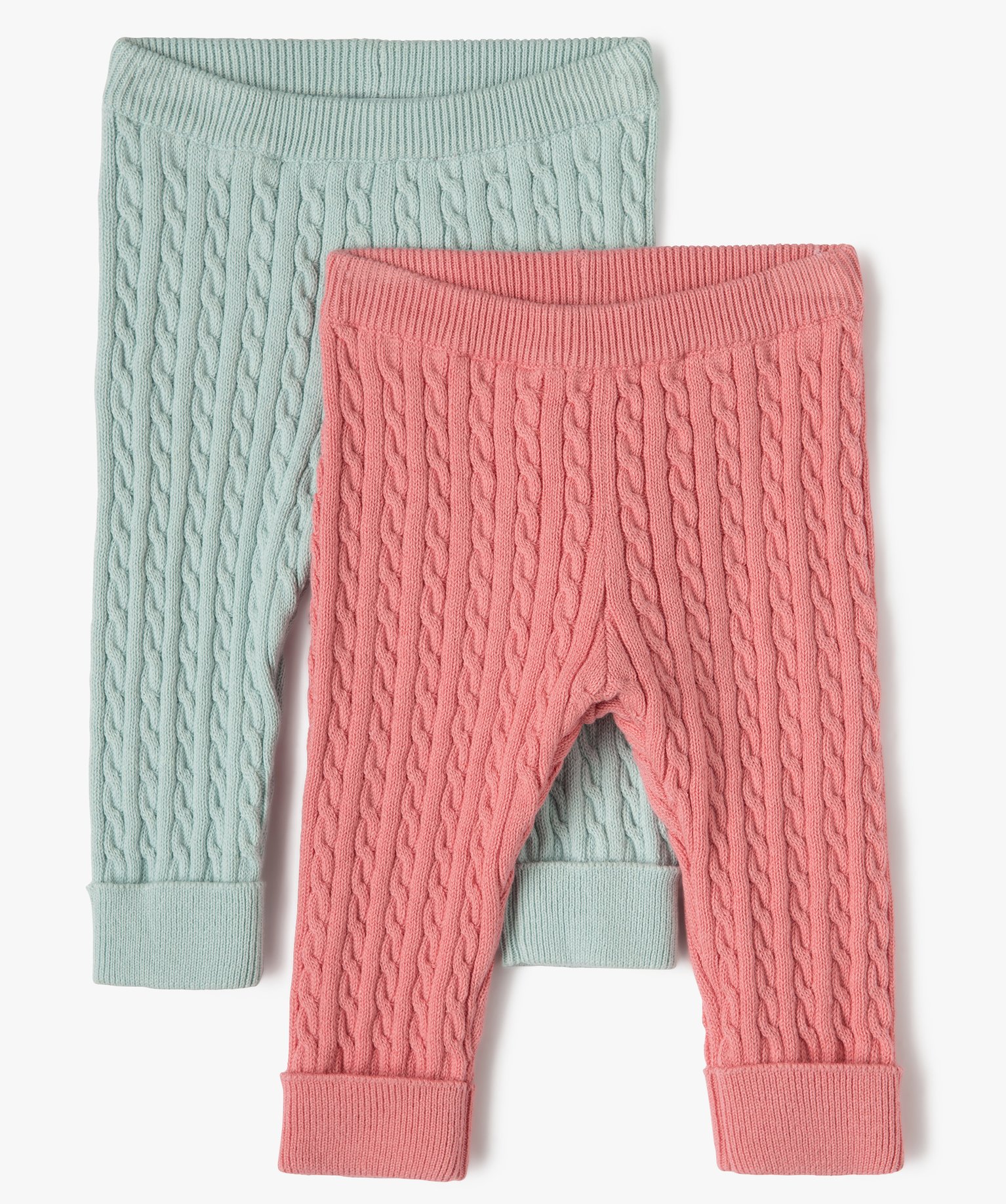 Pantalon bébé fille en maille torsadée (lot de 2) | GEMO