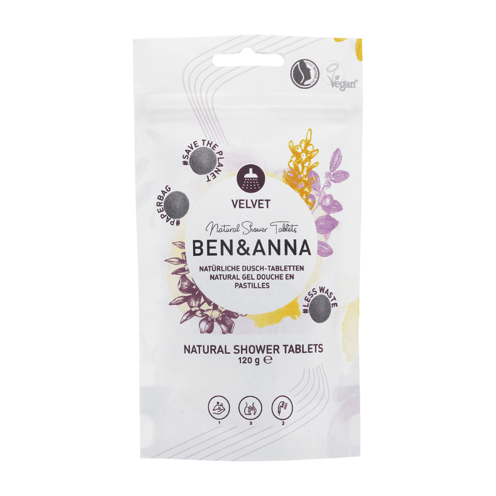 ben & anna Velvet Tabs Gel douche naturel solide en pastilles