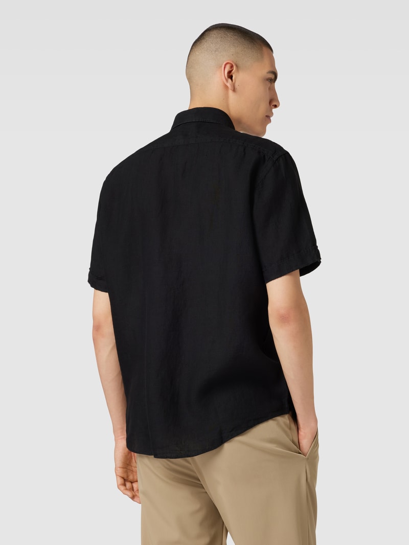 Business-Hemd aus Leinen mit Button-Down-Kragen in anthrazit