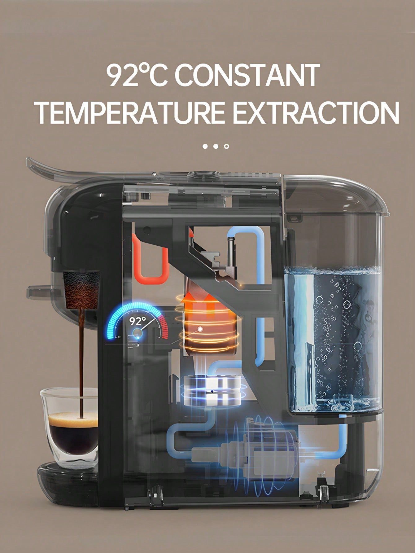 KREATE Kapselmaschine 5-in-1-Kaffeemaschine, 19-Bar-Espressomaschine, Kalt-/Heißmodus, 0.6l Kaffeekanne, Kompatibel mit Kcup*/Nes* Original/DG*/ESE Pod/gemahlenem Kaffee Wassermenge Stufe 7, 110*275*265 mm, Abnehmbarer 20-Unzen-Behälter, LED-Streifen