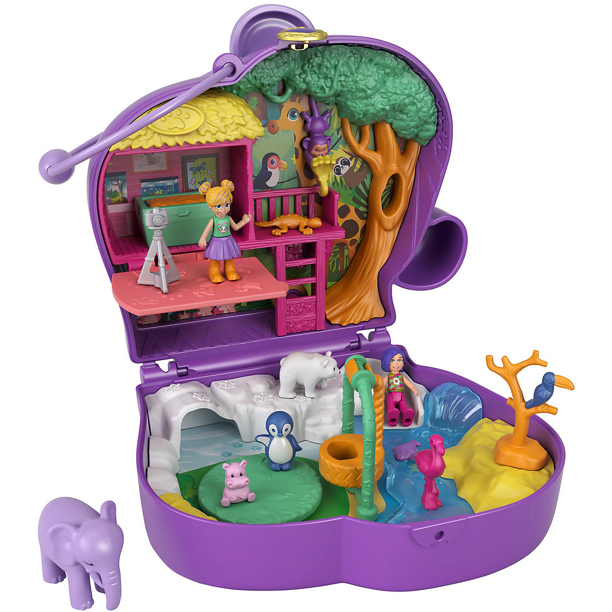 Polly Pocket Elefantenabenteuer Schatulle mit 2 Puppen und 5 Überraschungen