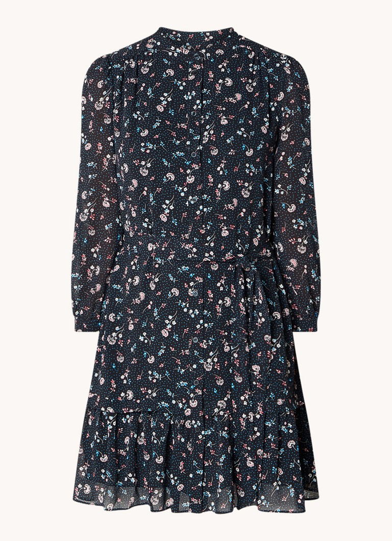 Abito corto a blusa Hobbs Pearl con stampa floreale e cintura da annodare