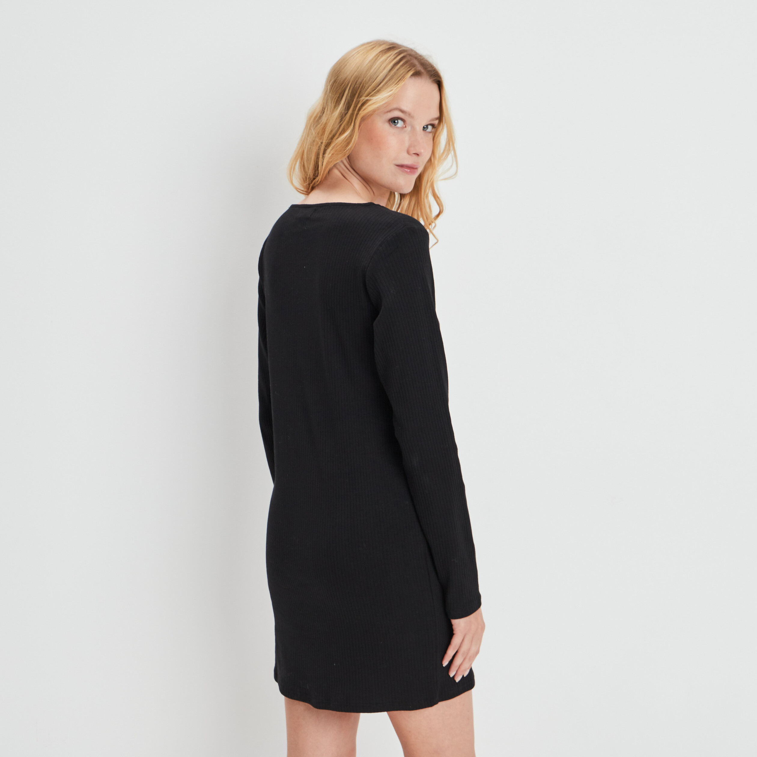 Robe droite à encolure carrée noir femme | La Halle