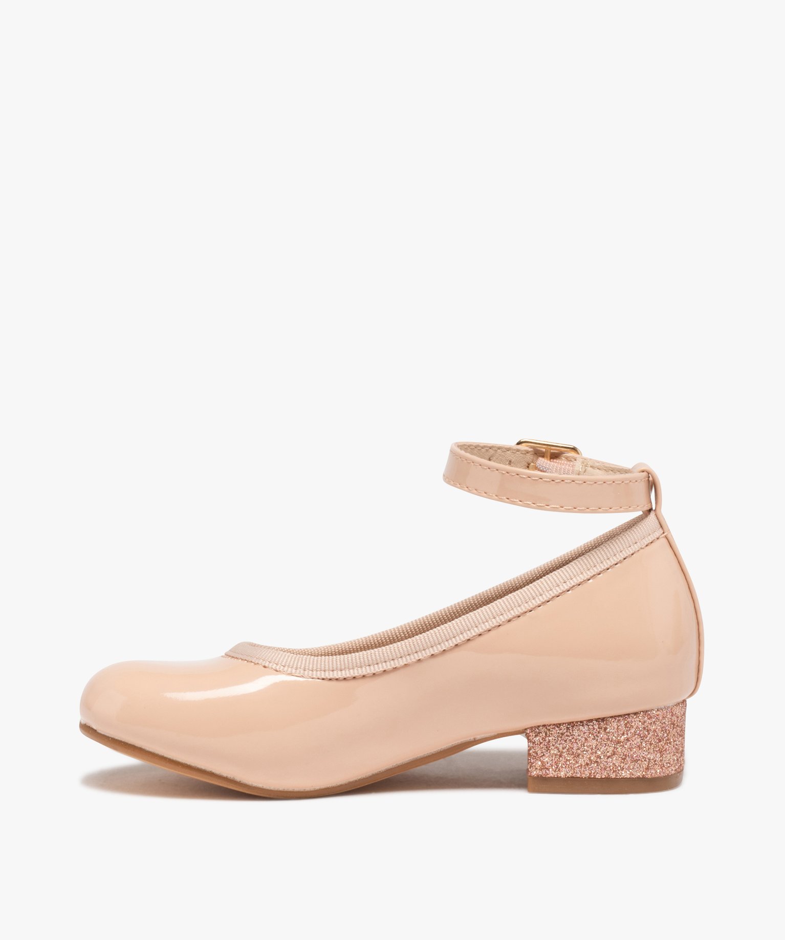 Ballerines fille vernies à talon et bride cheville beige | GEMO