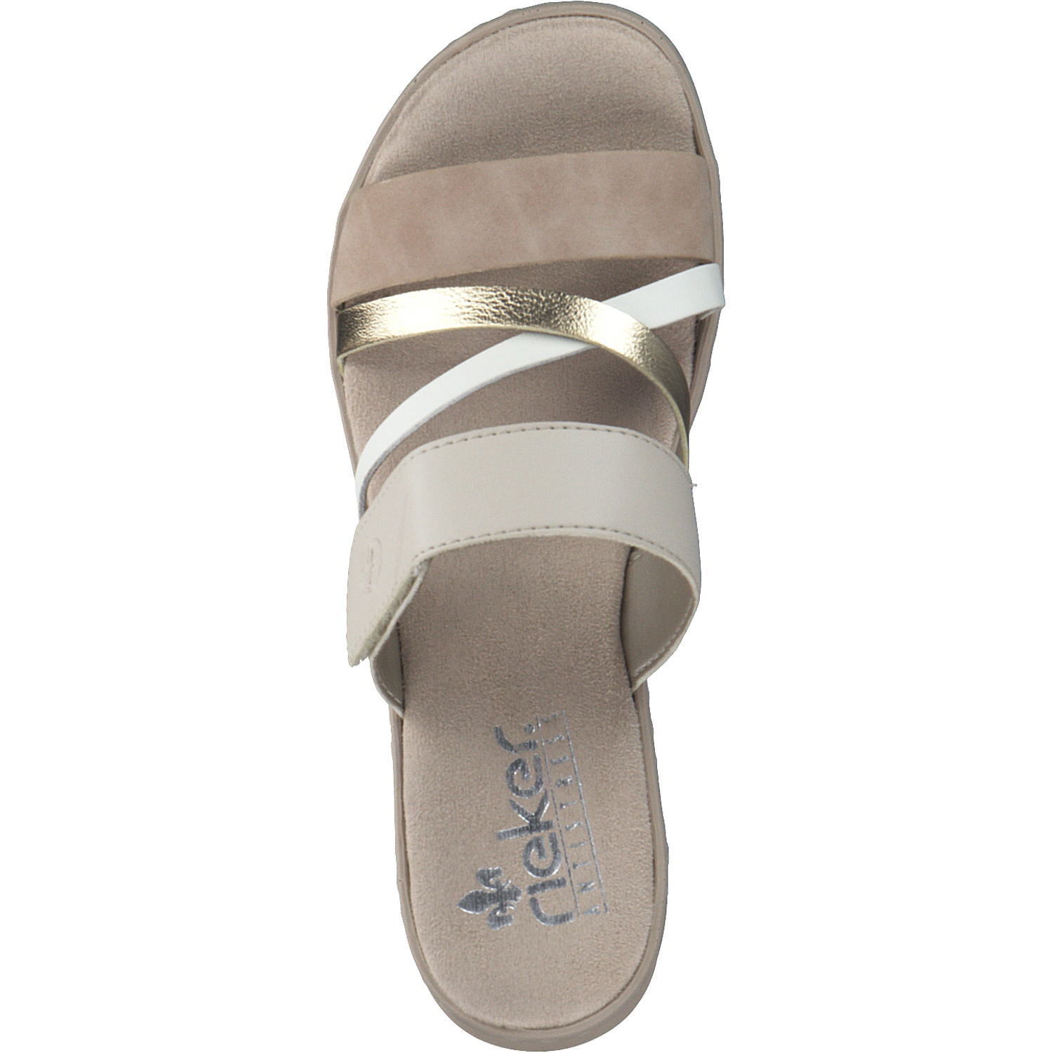 Rieker V4652, Plateau-Pantoletten, Damen, altrosa/lightgold/offwhite/per