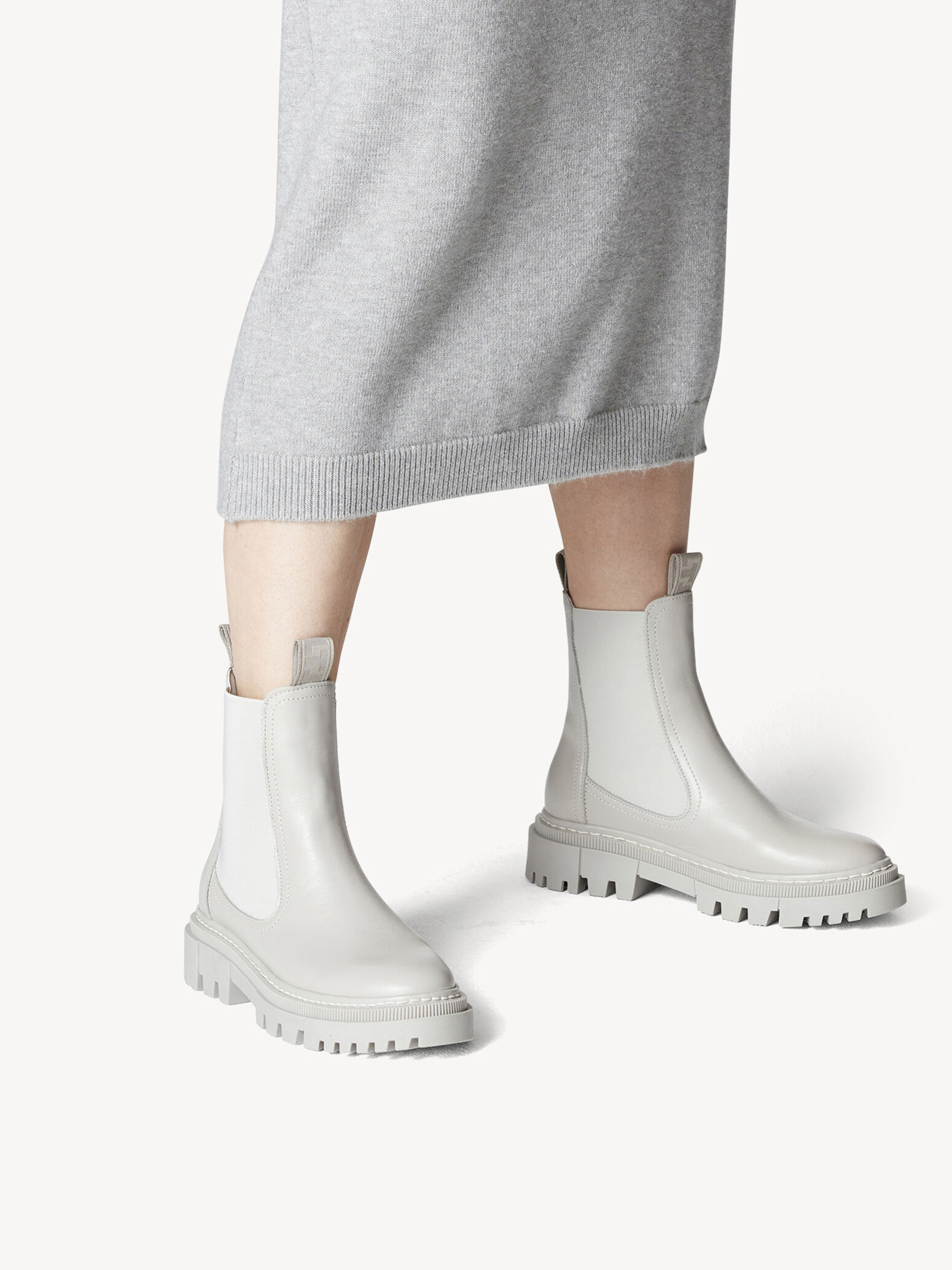 Bottine Chelsea en cuir - gris