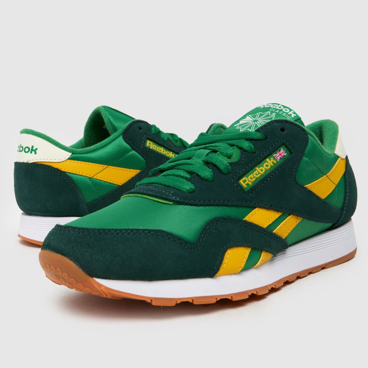 Reebok – Klassiska nylonsneakers i grönt och flerfärgat