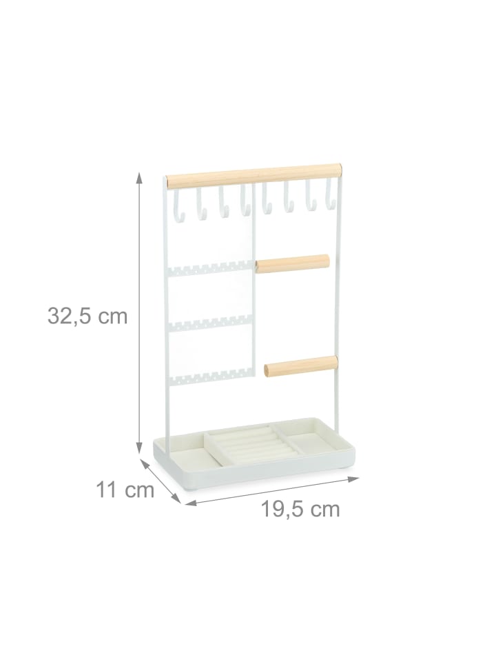 relaxdays Schmuckständer in Weiß/ Natur - (B)19,5 x (H)32,5 x (T)11 cm günstig kaufen onesize