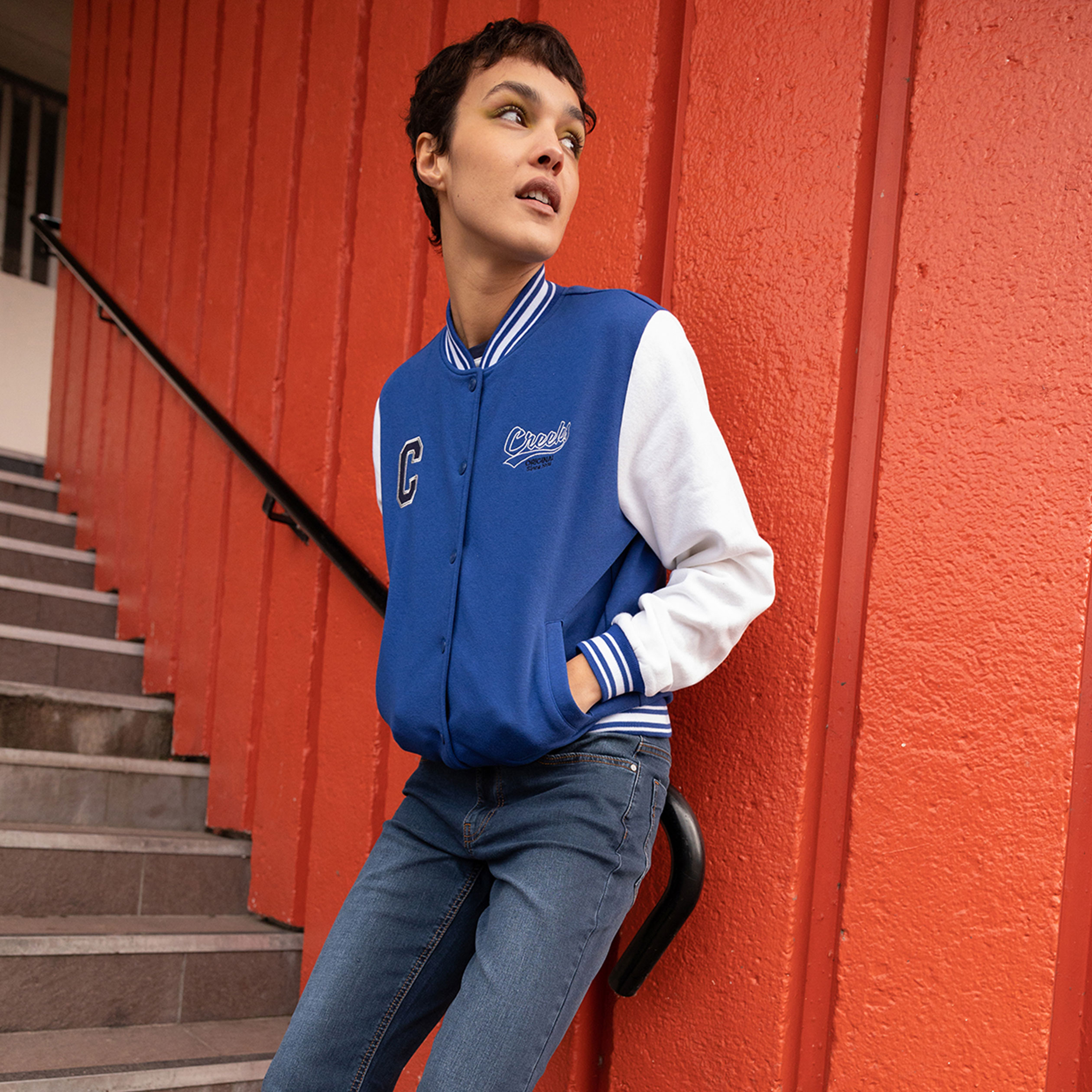 Veste teddy droite Creeks bleu femme | La Halle