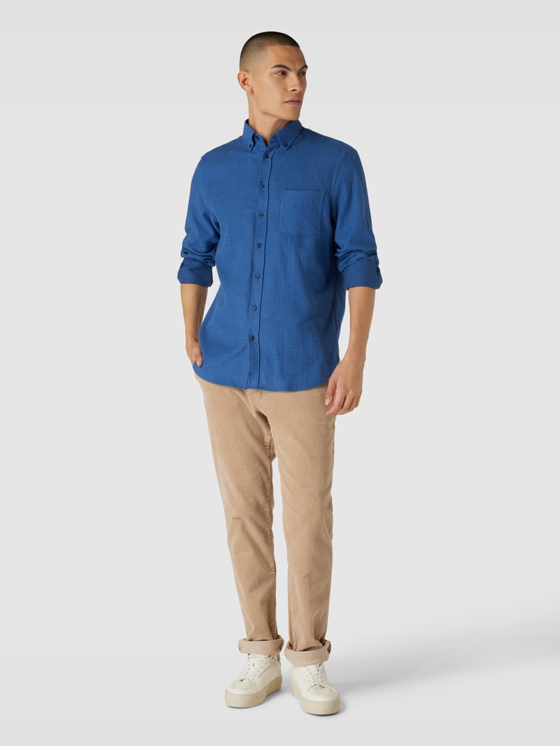Freizeithemd mit Button-Down-Kragen in marineblau