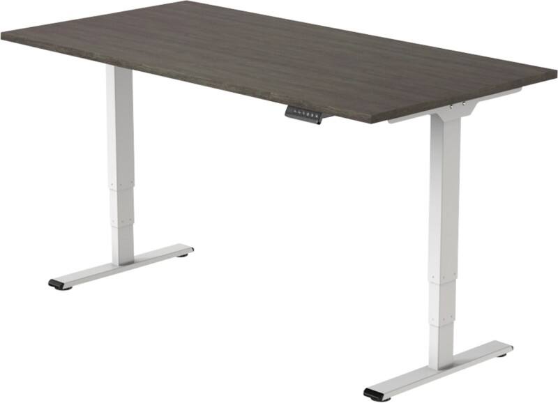 euroseats BUR.EC125.WH.140.LOG Höhenverstellbar Sitz-Stehschreibtisch Rechteckig Eiche Metall, Kunststoff T-Fuß 1.400 x 800 mm