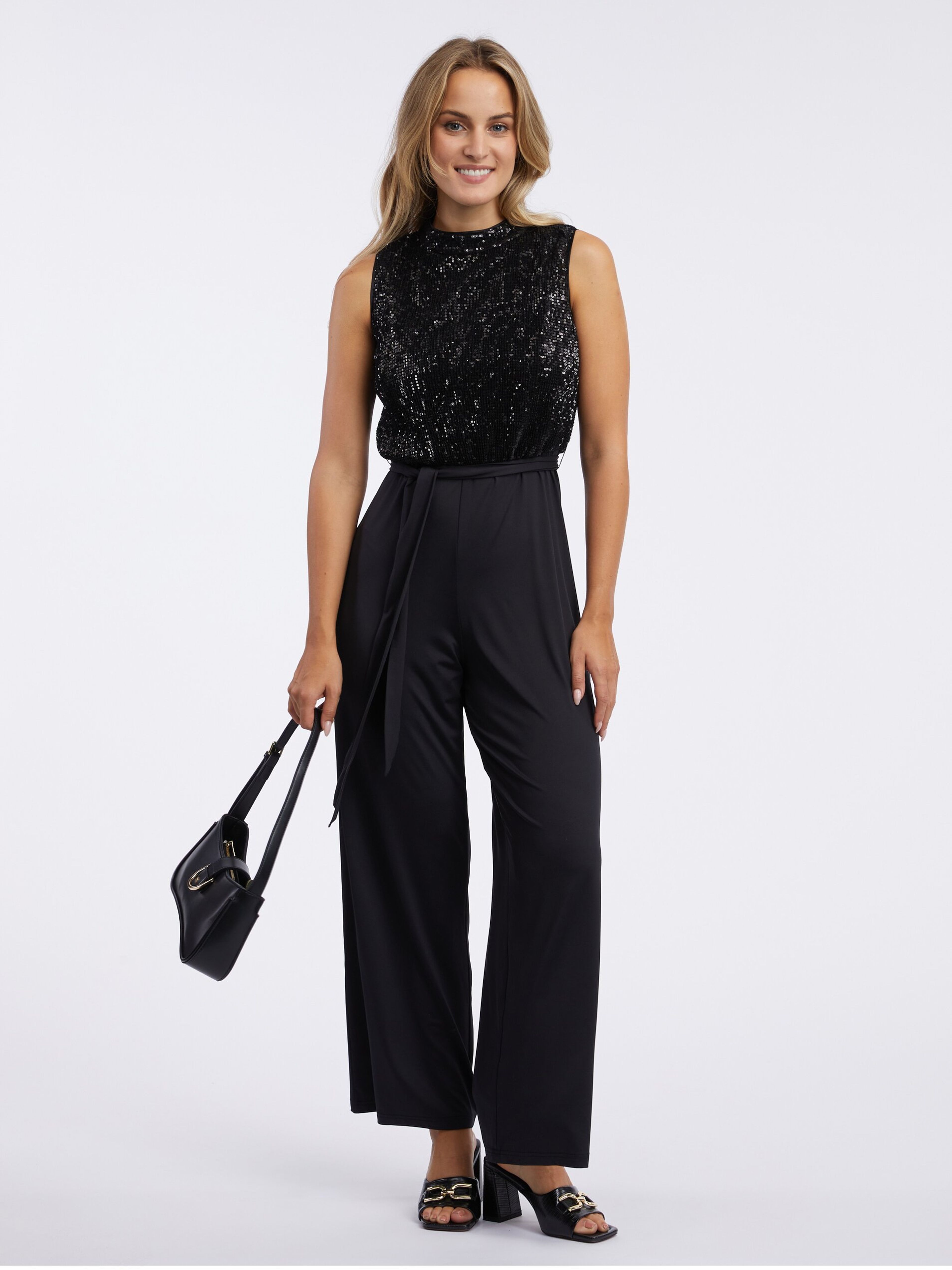 Schwarzer Damen Jumpsuit mit Pailletten ORSAY