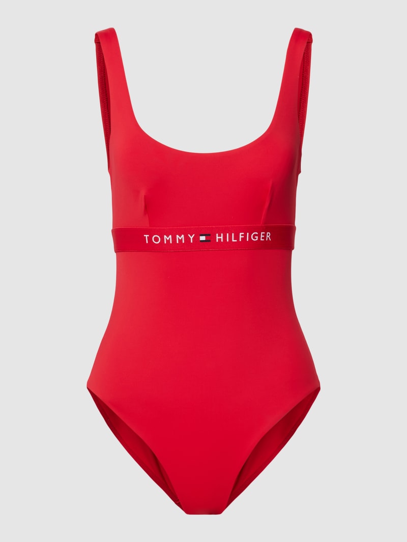 Badeanzug mit Label-Detail Modell 'ONE PIECE' in rot