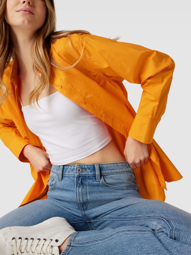 Hemdbluse mit Sportmanschetten in orange