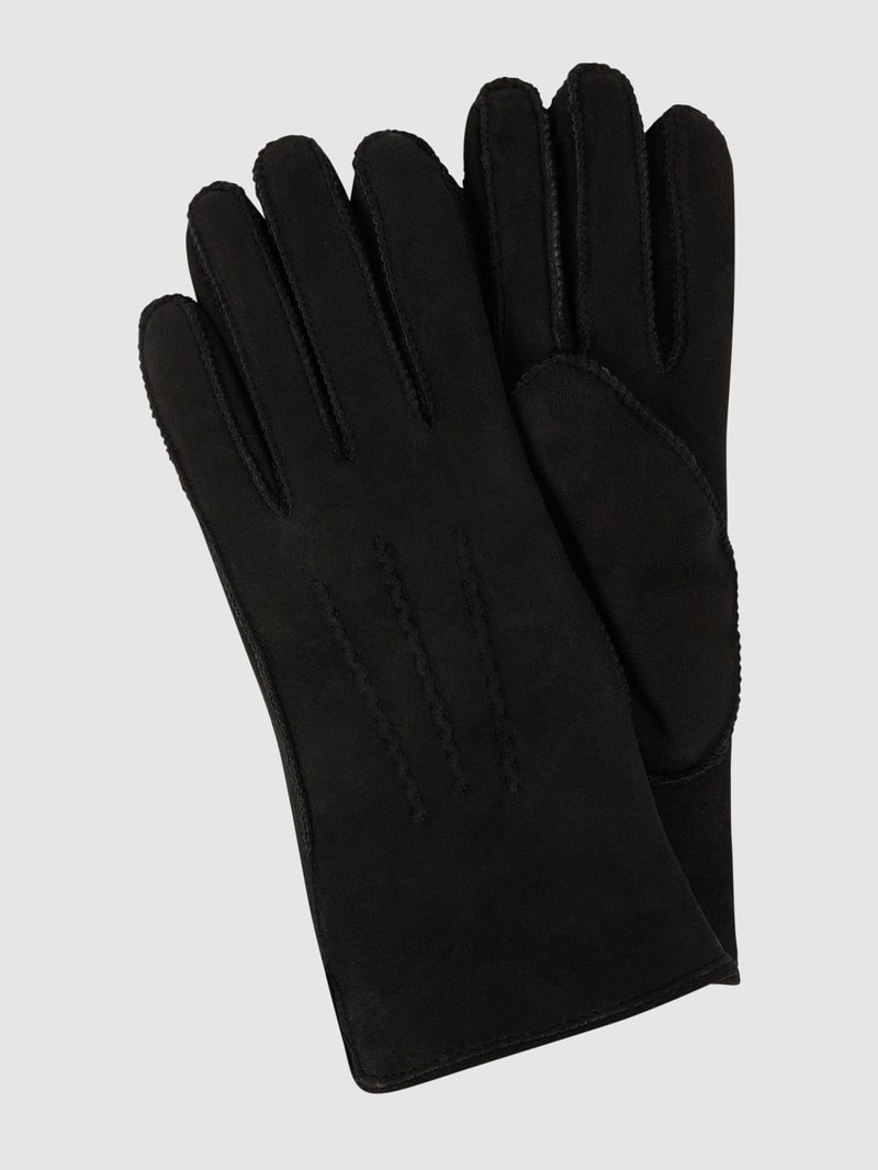 Lederhandschuhe aus Lammshearling in schwarz