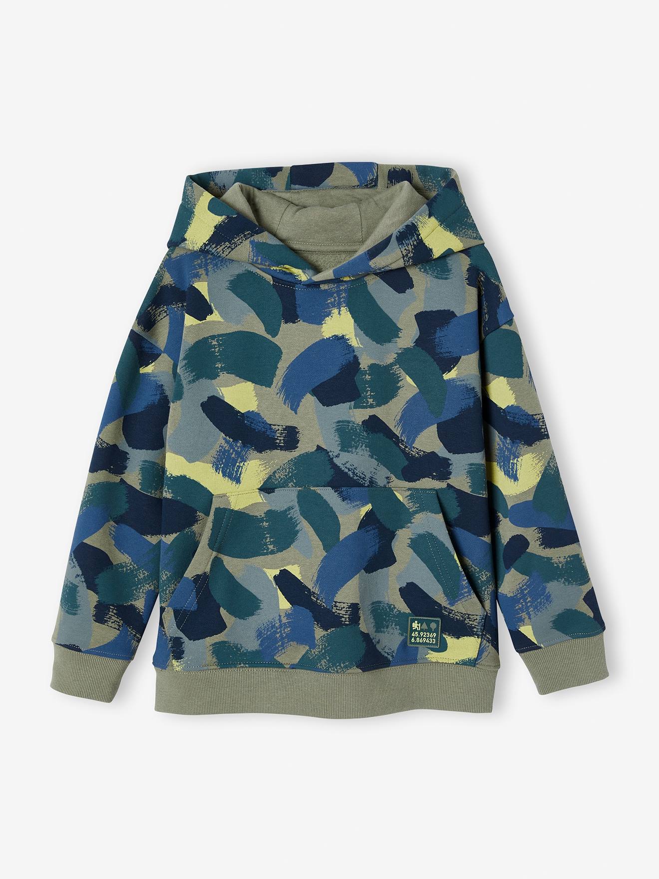 Vertbaudet Jungen Kapuzensweatshirt - grün bedruckt