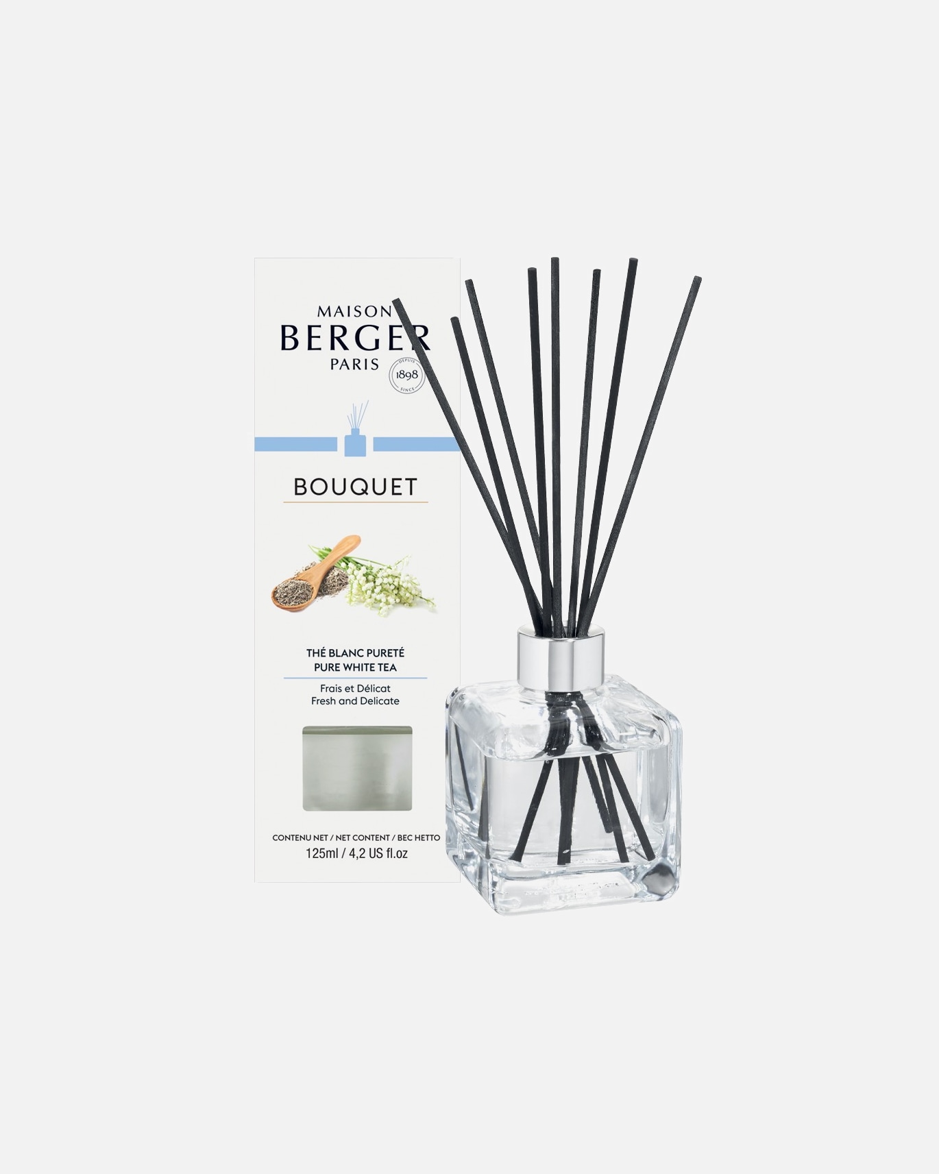 „Maison Berger Bouquet“ skaidrūs, iš anksto užpildyti ledo kubeliai, baltoji arbata „Purety“