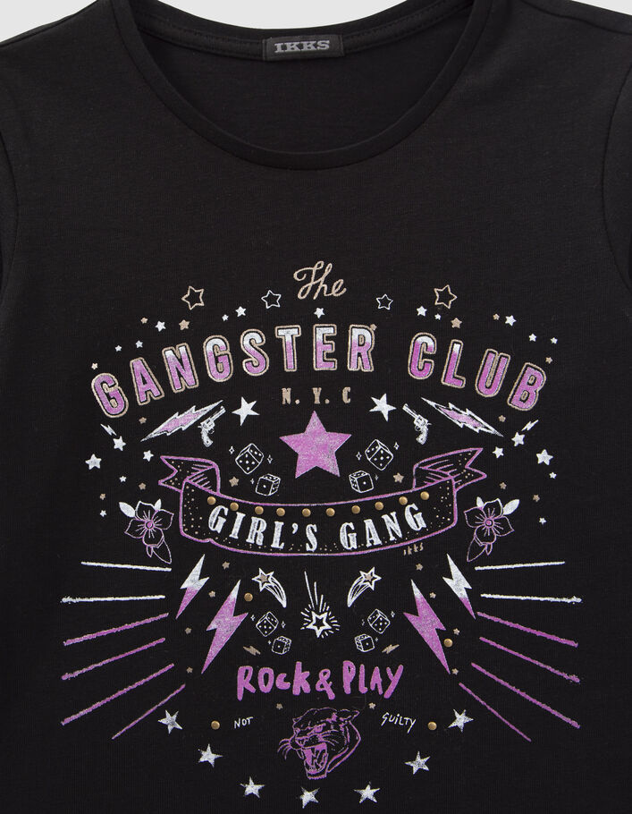 T-shirt noir coton bio visuel rock fille