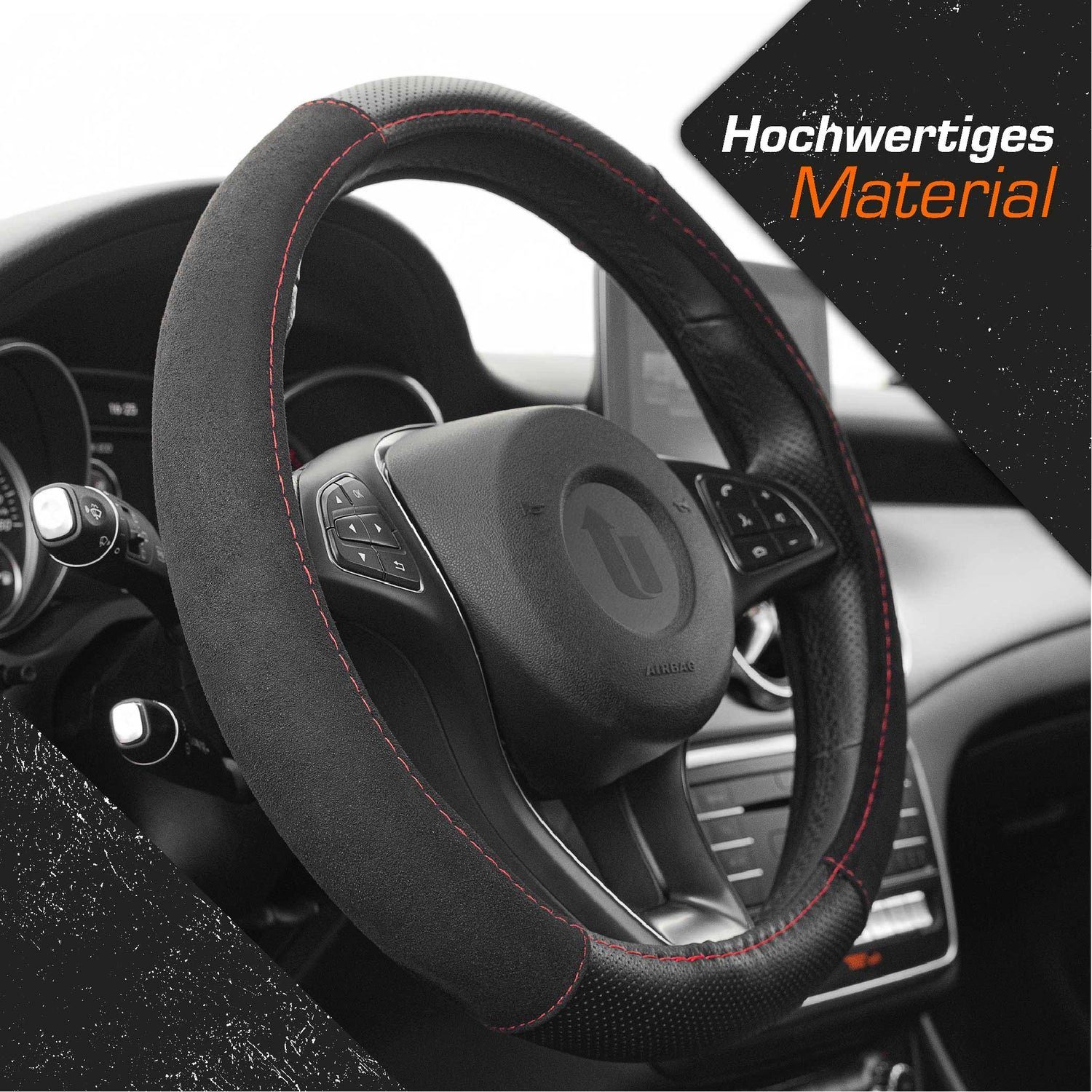 Upgrade4cars Lenkradbezug Alcantara/Kunstleder, Ø 37,00 - 39,00 cm, Elegantes Alcantara und sportliches, perforiertes Leder