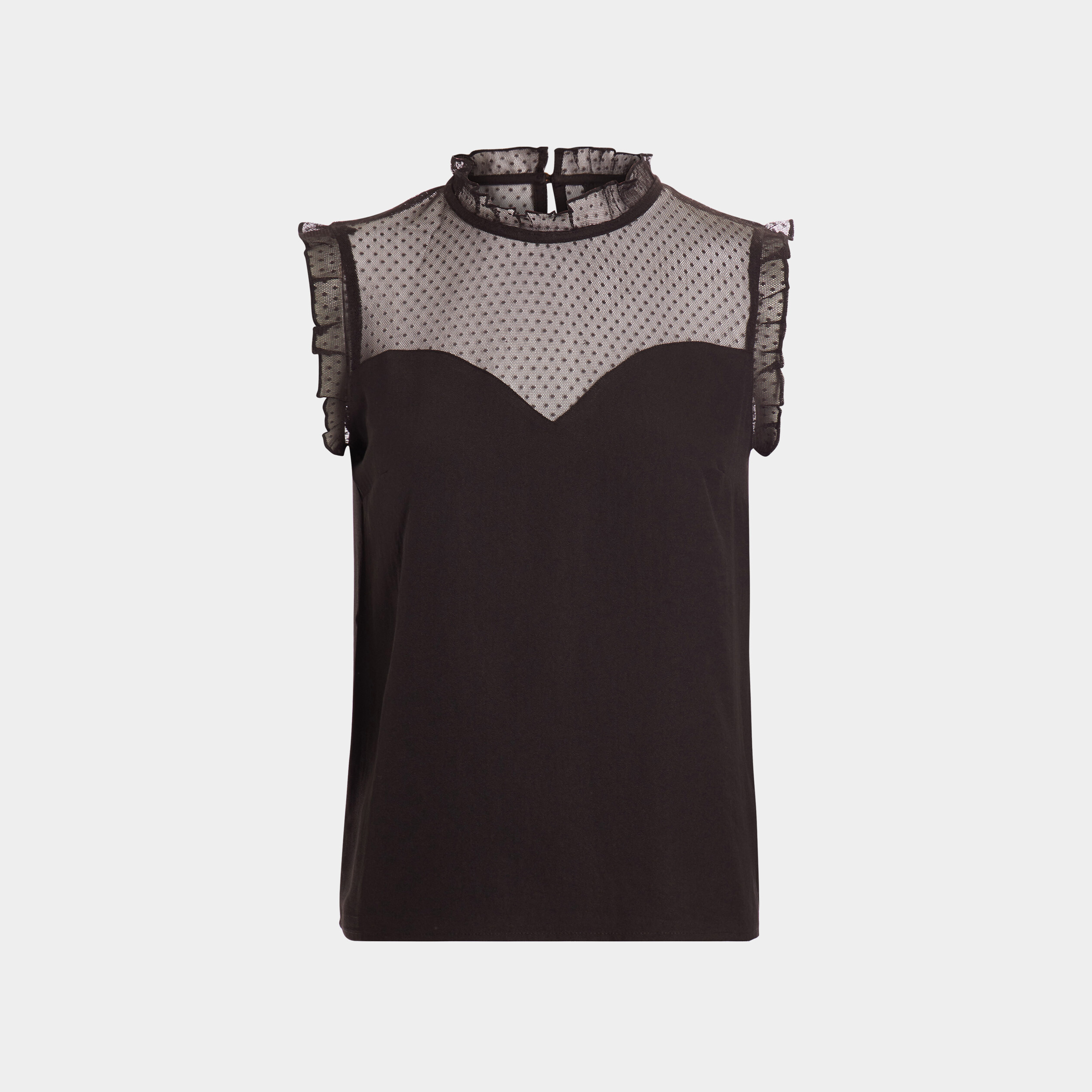 Blouse plumetis habillée sans manches noir femme | La Halle