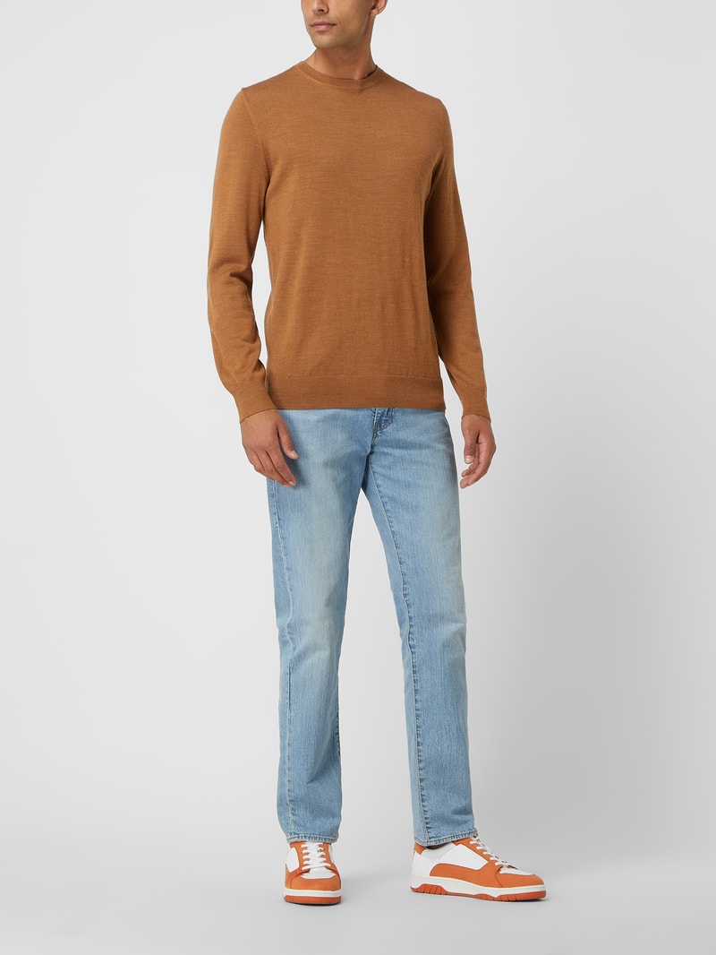 Pullover aus Merinowollmischung in cognac meliert