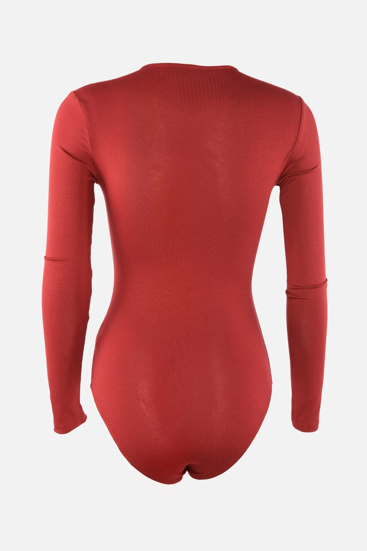 Trendyol Collection  Burgunderfarbener gestrickter Snap-On-Body mit tiefem V-Ausschnitt TPRAW22BD0084