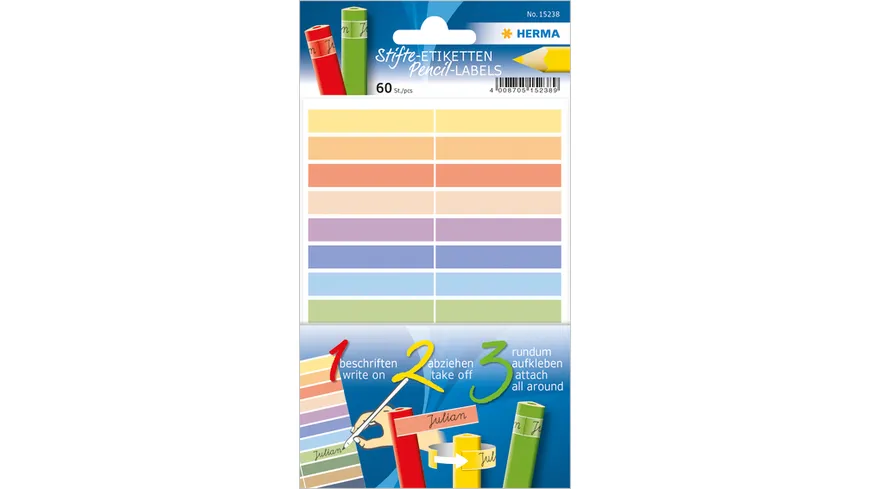 HERMA Stifte-Etiketten Namensaufkleber für Buntstifte, 10x46 mm selbstklebend