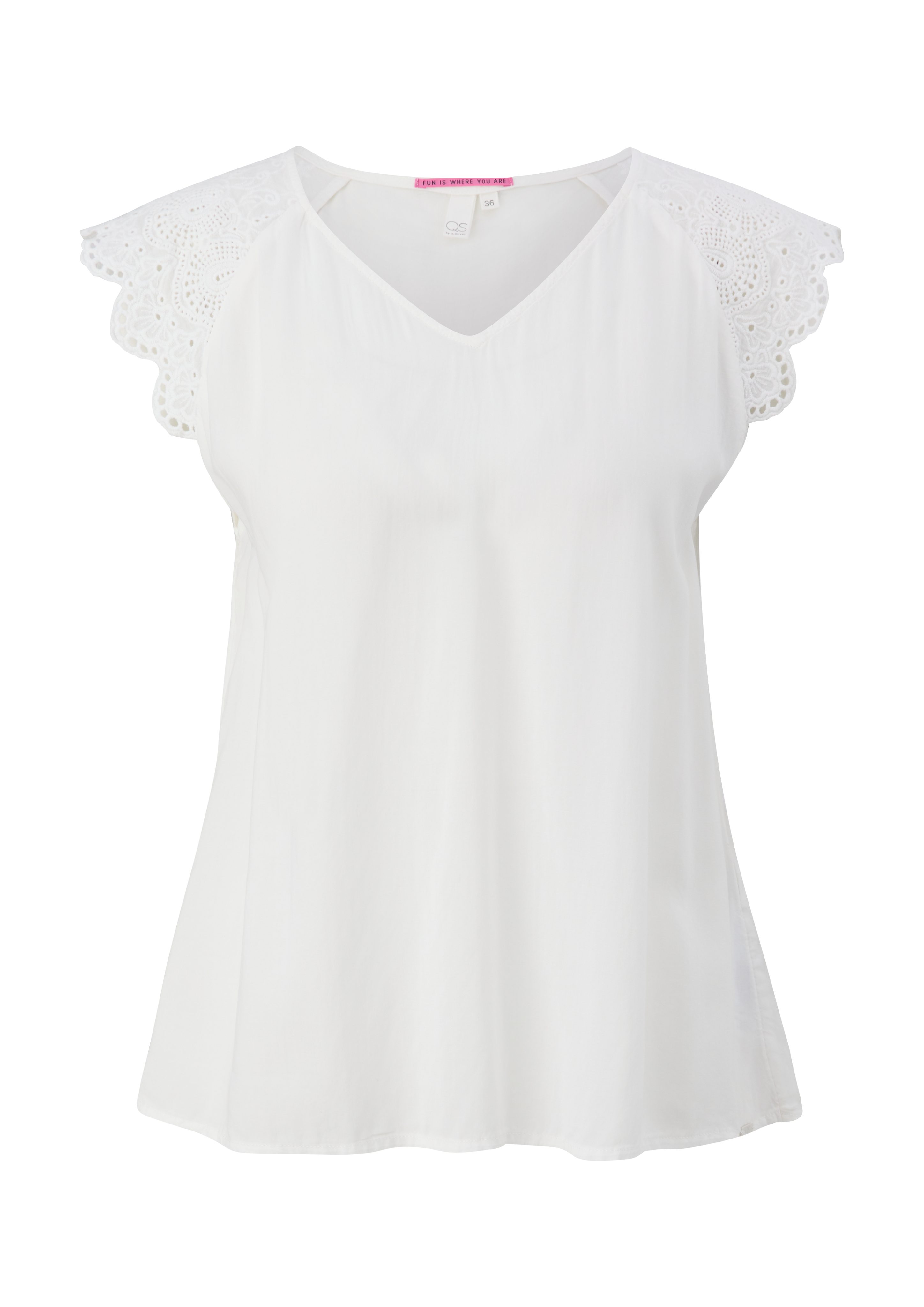 QS Blusentop Bluse mit Broderie Anglaise