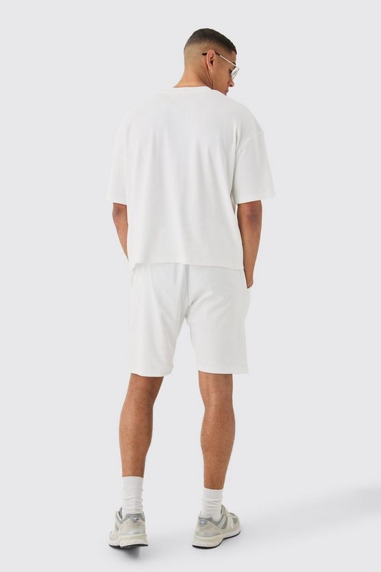 Lockere mittellange gerippte Shorts