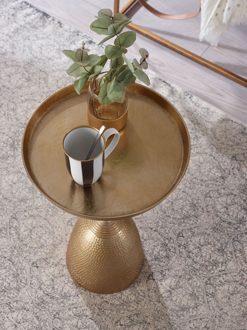 Skyport WOHNLING Beistelltisch Metall Sofatisch Ø 33 cm Tisch Wohnzimmertisch Rund Gold