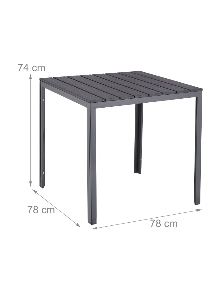 relaxdays Gartentisch in Grau - (B)78 x (H)74 x (T)78 cm günstig kaufen onesize