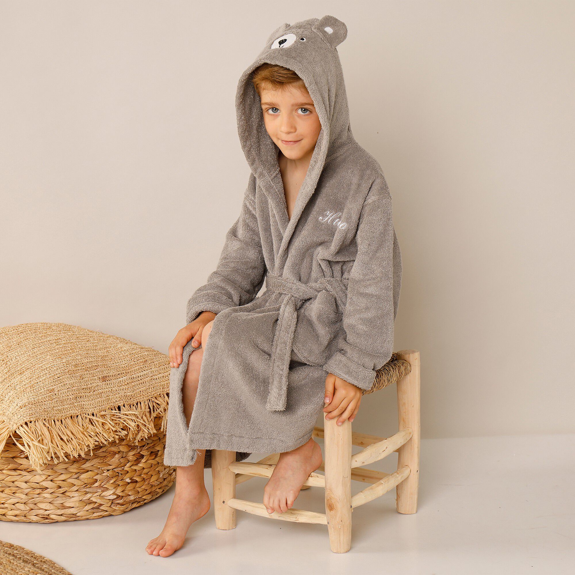 Peignoir de bain enfant personnalisable ourson à capuche