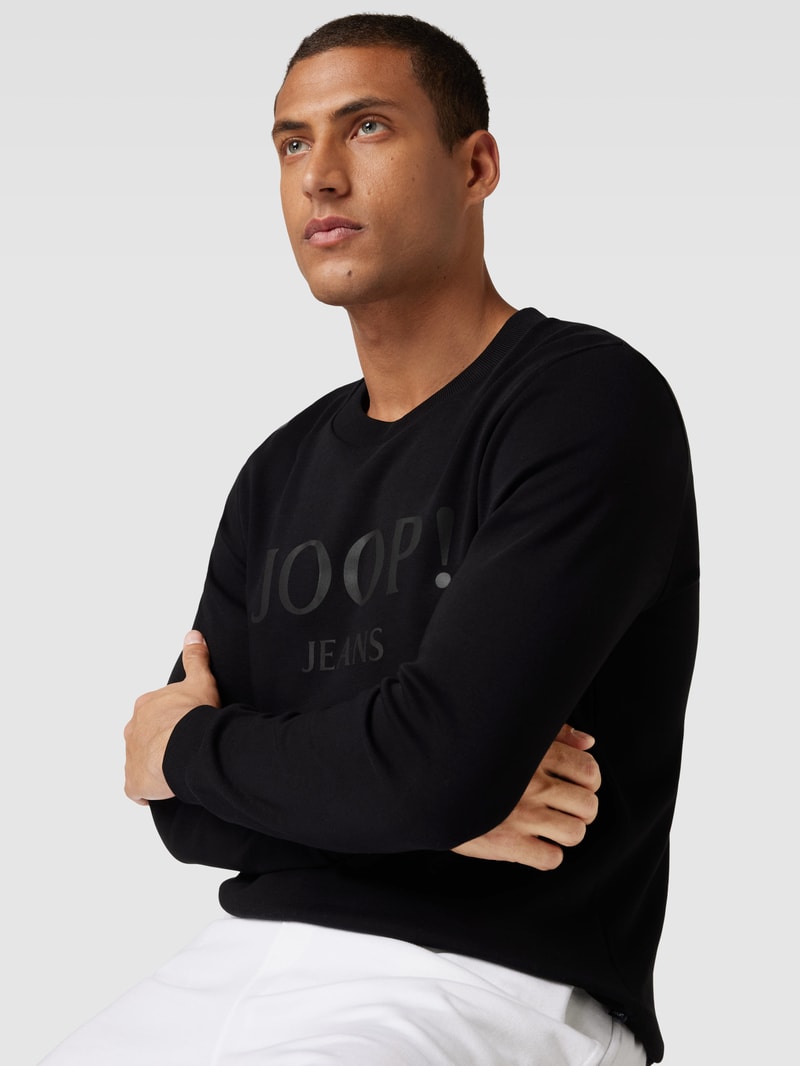 Sweatshirt mit Label-Print Modell 'Alfred' in schwarz