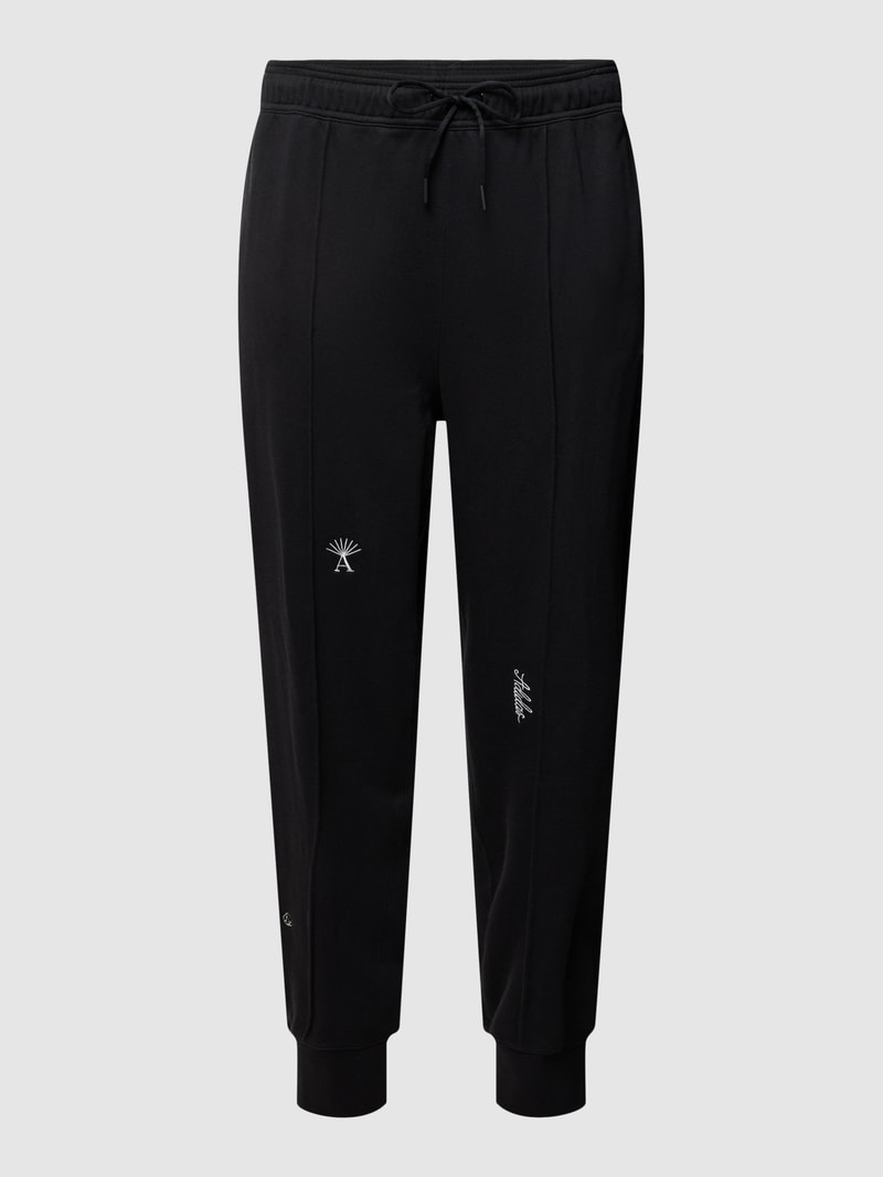 PLUS SIZE Sweatpants aus reiner Baumwolle mit Label-Stitching in schwarz