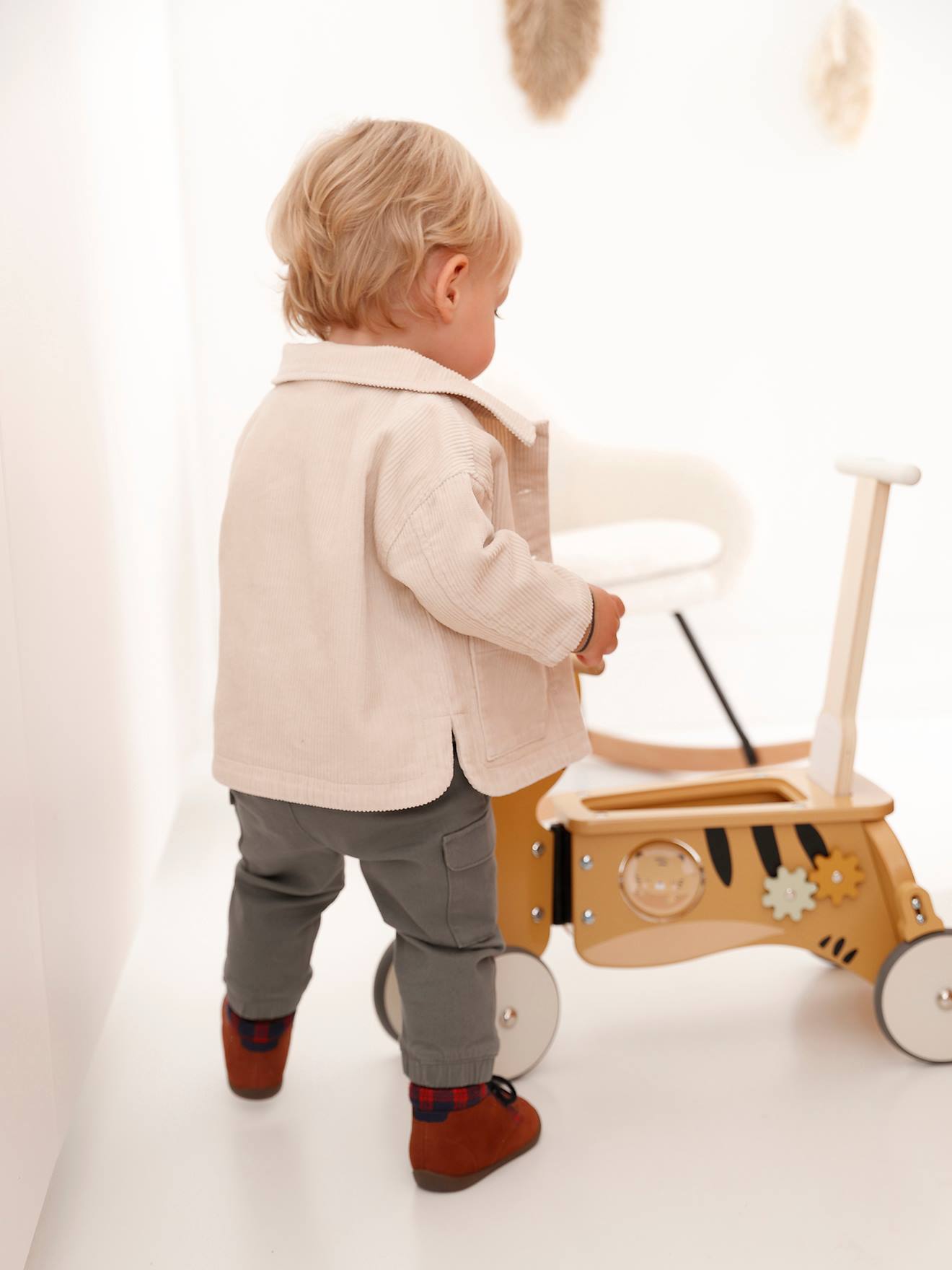 Chemise en velours côtelé bébé écru