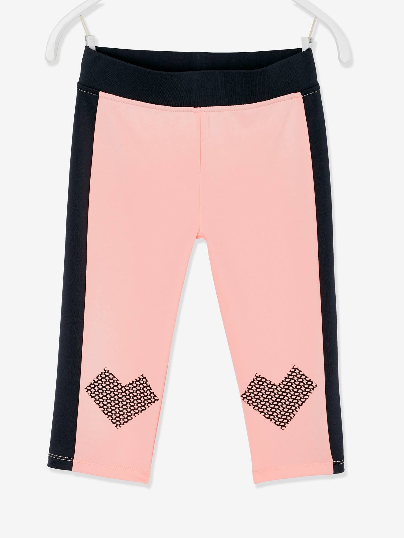 Legging de sport mi- mollet fille en matière technique rose pâle