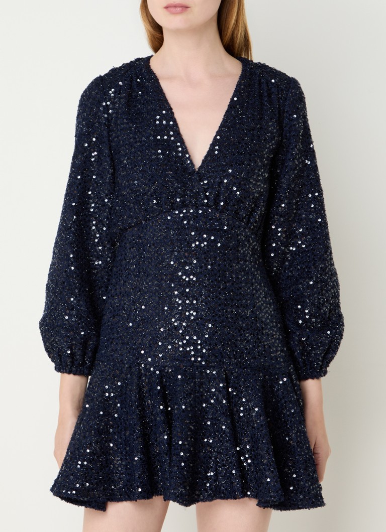 Maje Mini tunic dress with sequins and V-neck