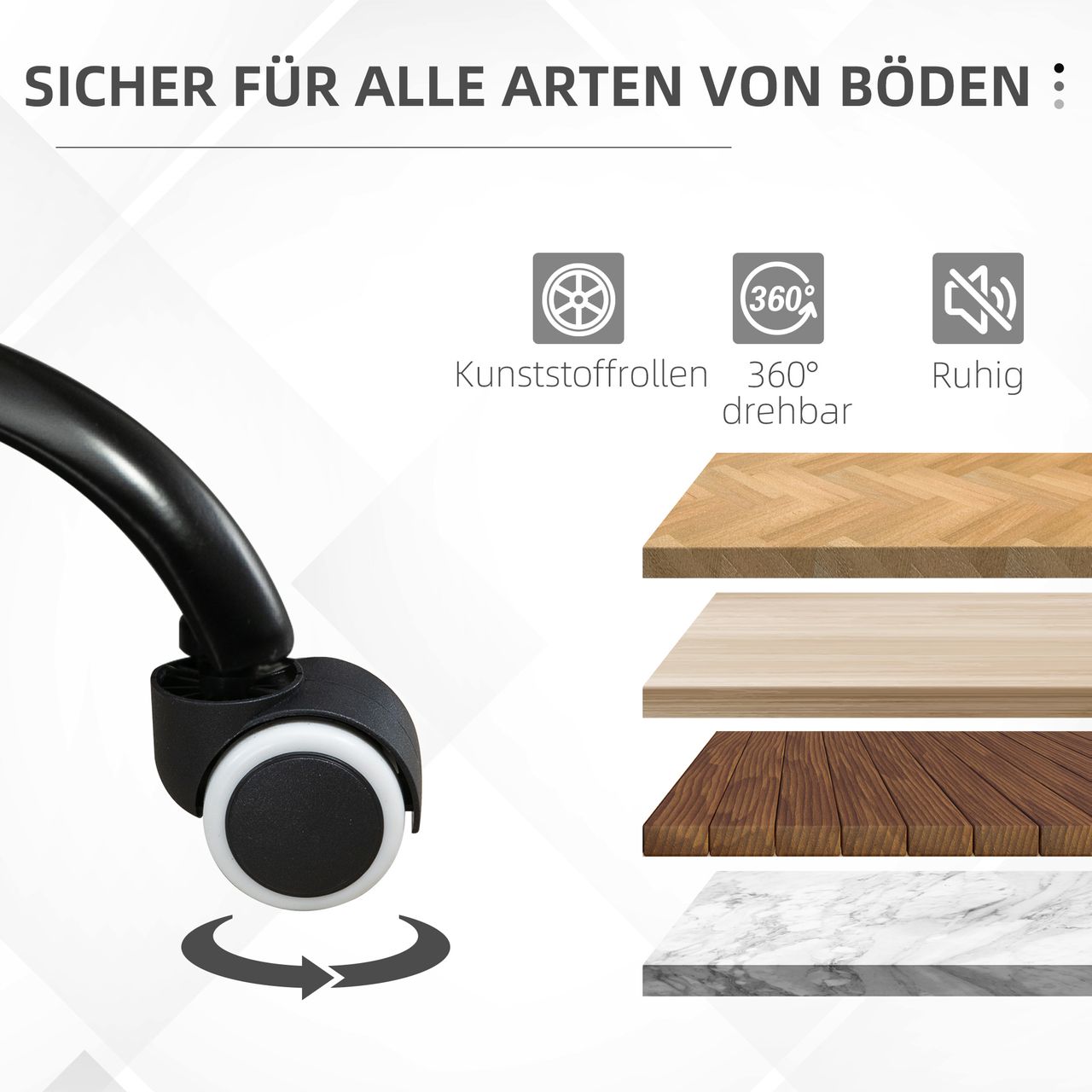 Vinsetto Bürostuhl mit Rollen Drehstuhl Schreibtischstuhl Wippfunktion Kaffee