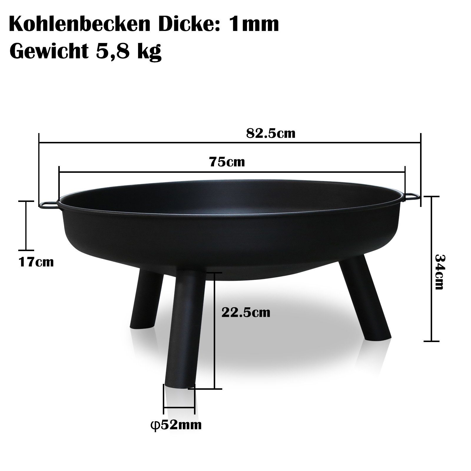 Gimisgu Feuerschale Feuerschale Terrasse Grills mit Griffen Gemütliche Feuer Feuerkorb
