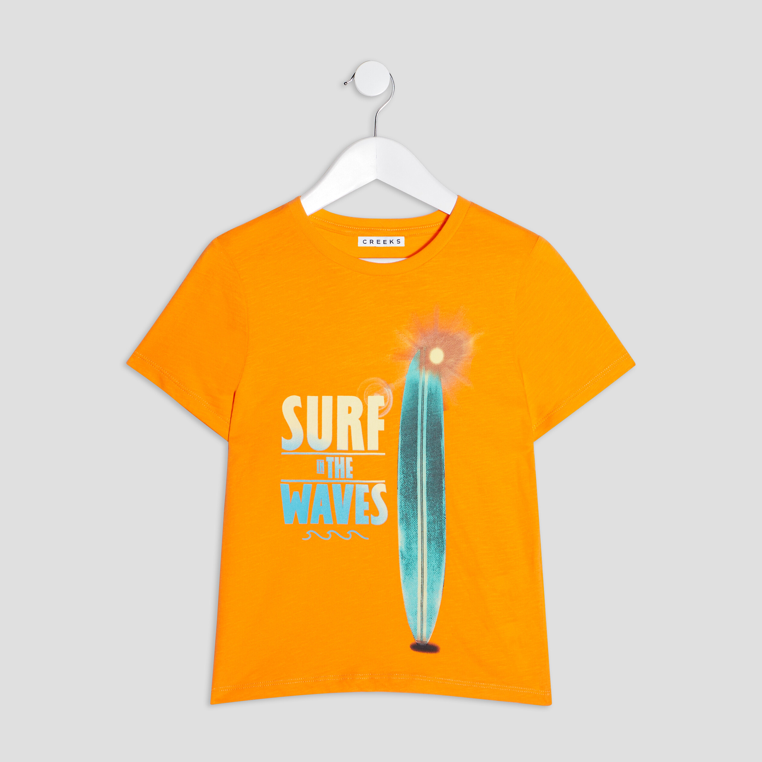 T-shirt manches courtes Creeks orange garçon | La Halle